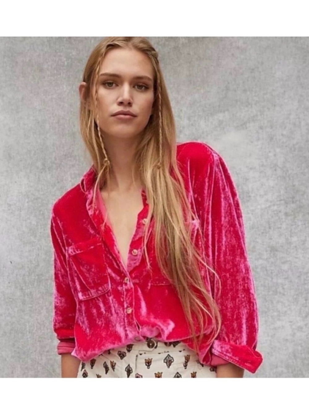 Anthropologie Pilcro Mara Crushed Velvet Shirt